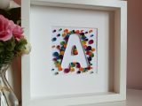 Paper Quilling Initial Frame, Rainbow Gift, New baby gift, Christening gift,