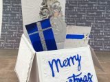 Silver & Blue Pop Up BoxChristmas Card