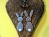Easter Wooden Heart, Rabbits, Bunnies, Happy Easter