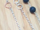 Simple Silver Bracelets, Silver and Rose Gold Bracelet, Silver and Lava Stones Bracelet