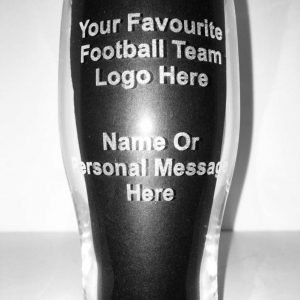 Personalised Engraved Tulip 580ml Pint Glass With Your Football Team Logo & Name