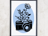 A5 Floral Camera Print | Modern | Art | Flowers | Wall Décor | Photographer | Gift | Home accessories | Purple | Blue | Yellow | Peach | UK |