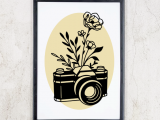 5″X7″ Floral Camera Print | Modern | Art | Flowers | Wall Décor | Photographer | Gift | Home accessories | Purple | Blue | Yellow | Peach | UK |