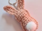 Pink crochet bunny keyring super cute gift