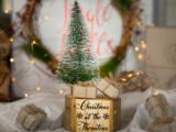 Christmas Mantel Decoration, Wooden Snowman, Handmade Noel Decoration, Fireplace Decor, Light Up Gifts, Family Ornament, Mini Christmas Tree