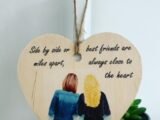 Best Friends wooden hanging heart