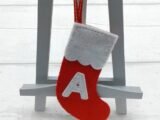 Personalised mini stocking Christmas tree decoration.