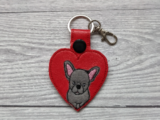 Cute French Bulldog Keyring – love heart