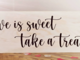 Sweet Table ‘Love is Sweet’ Freestanding Wooden Sign | Rustic White | Shabby Chic | Wedding | Christening | Baby Shower Sweet Bar Sign