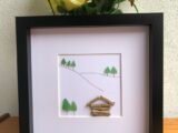 Seaglass Trees and Log Cabin, Unique Gift, Birthday Gift