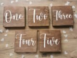 Personalised Wooden Wedding Table Number Freestanding signs | Wedding | Party Table Decorations | Wooden Party Signs | Table Numbers |