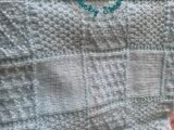 Made to Order – Aqua Blue Hand Knitted Baby Blanket – Textured Pattern )