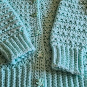 Small girls patterned mint green cardigan, to fit 3 years