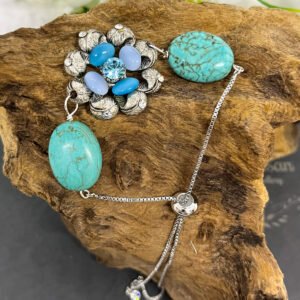 Upcycled Bracelet Recycled Metallic Adjustable Turquoise